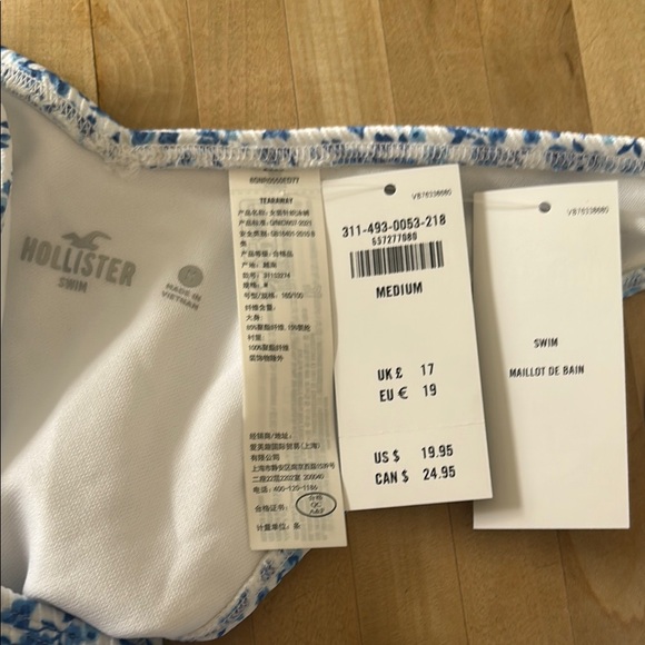 NWT Hollister Blue Floral Ribbed Two-Piece Bathing Suit Top S Bottom M - Picture 9 of 9